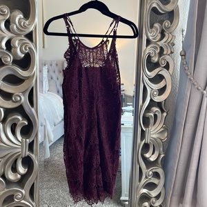 Free People lace dress, burgundy
